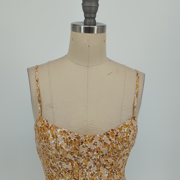 30128 Shona Joy Orion Floral Mini Dress Yellow size 4 bohemian preppy summer - Picture 2 of 8